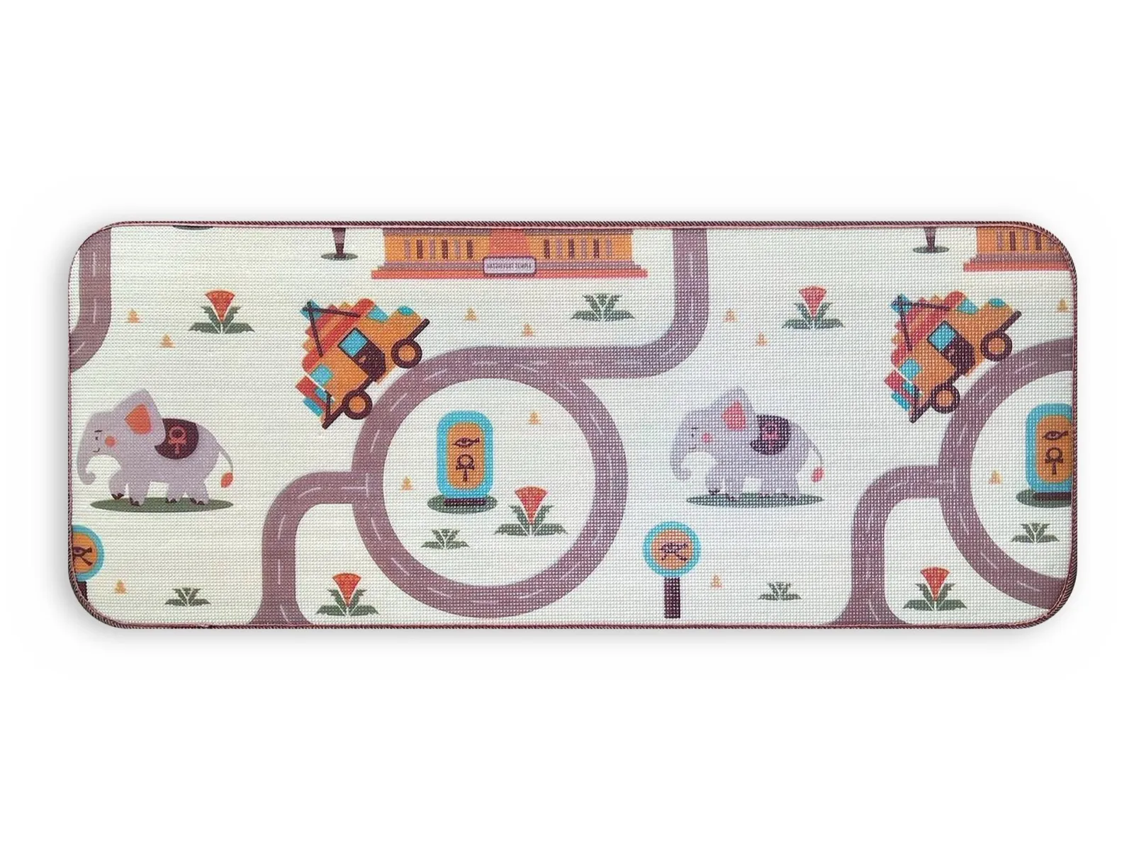 Коврик «Весёлый городок», лицевая сторона: дороги, домики и слонята